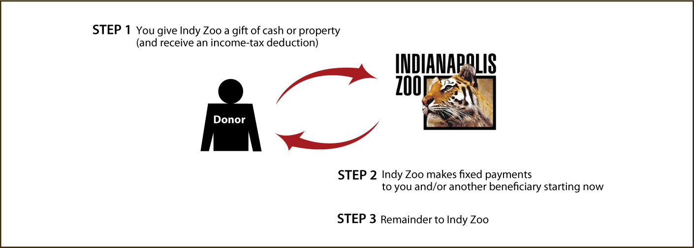 Immediate-Payment Charitable Gift Annuity Diagram. Description of image is listed below.